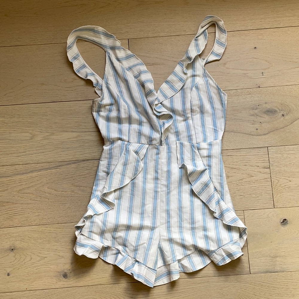 Baby blue striped romper
